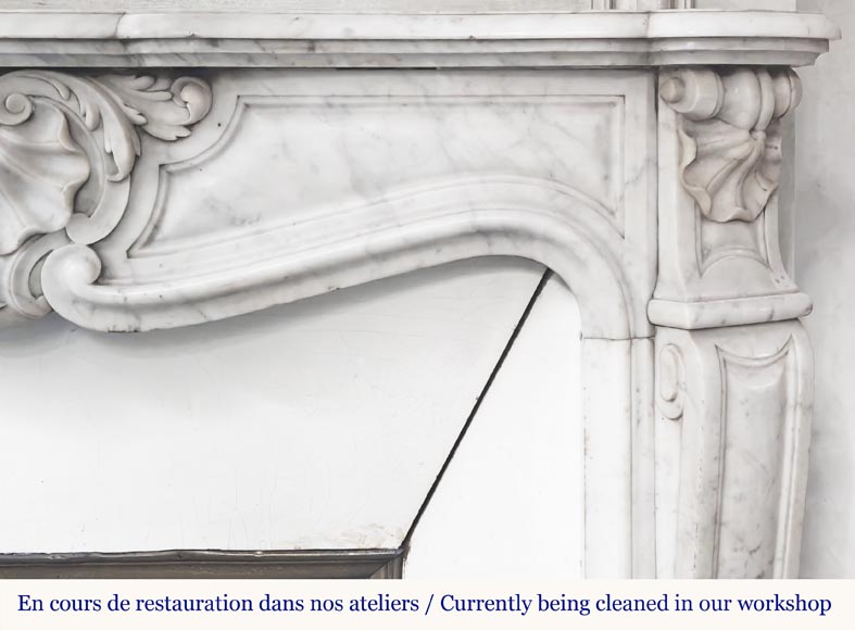 Louis XV style fireplace in Carrara marble-8