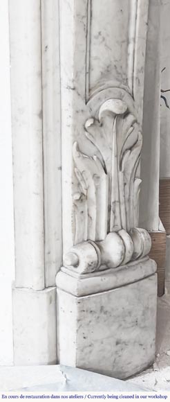 Louis XV style fireplace in Carrara marble-9