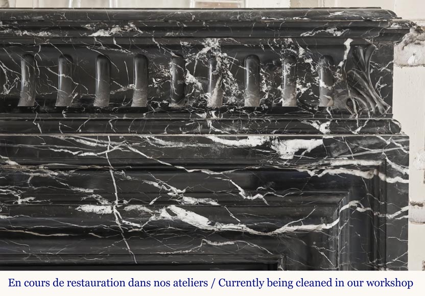 Louis XIV style fireplace with acroterion, in Marquina marble-6