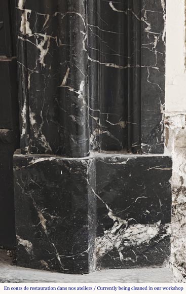 Louis XIV style fireplace with acroterion, in Marquina marble-7