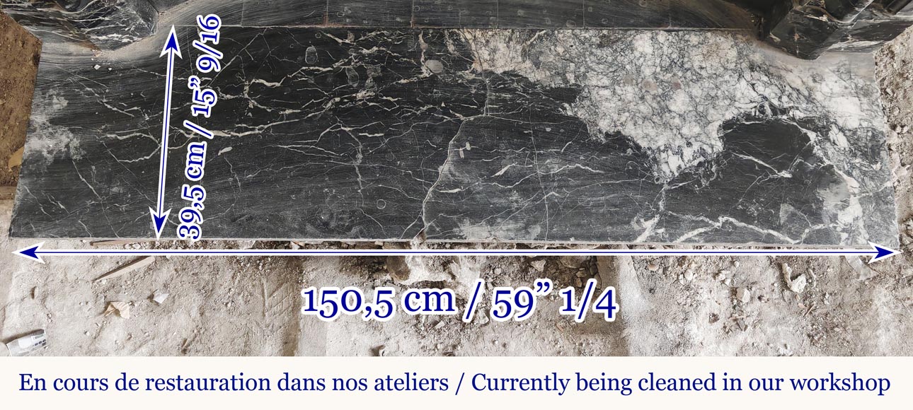 Louis XIV style fireplace with acroterion, in Marquina marble-8