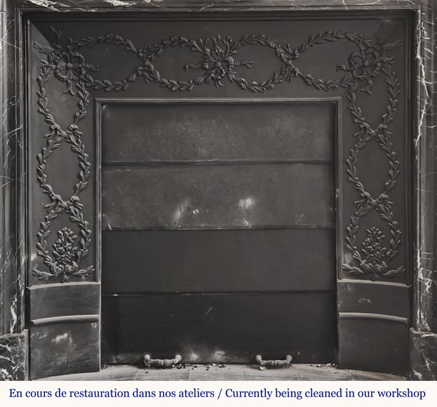 Louis XIV style fireplace with acroterion, in Marquina marble-9