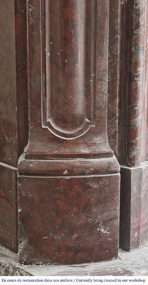 Louis XV style Pompadour model curved fireplace, in griotte marble-5