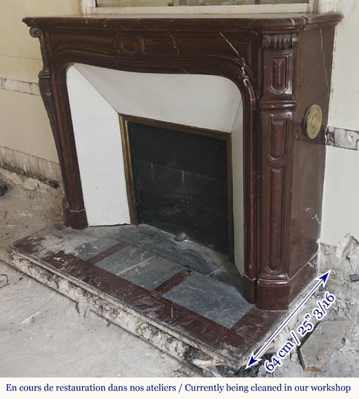 Louis XV style Pompadour model curved fireplace, in griotte marble-6