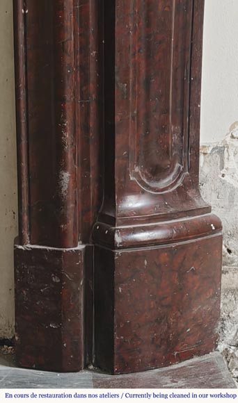 Louis XV style Pompadour model curved fireplace, in griotte marble-8