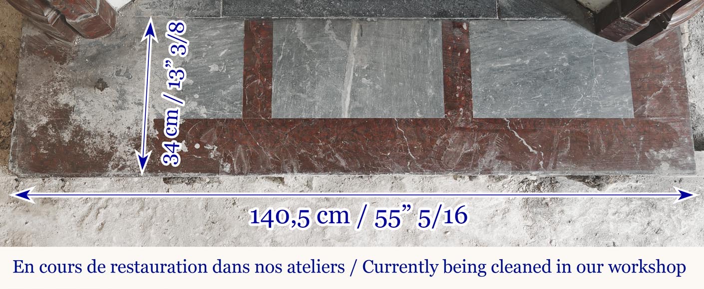 Louis XV style Pompadour model curved fireplace, in griotte marble-9