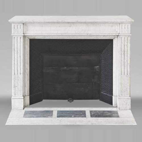 Louis XVI style fluted fireplace, in Carrara marble