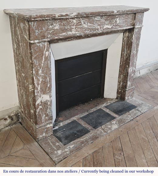 Louis XVI style fireplace in Northern Red marble-2