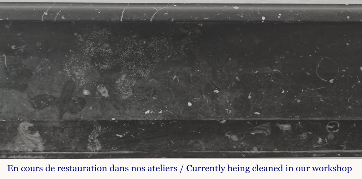 Napoleon III style fireplace, modillion model, in speckled black marble-1