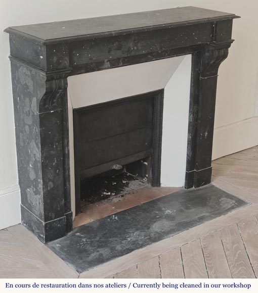 Napoleon III style fireplace, modillion model, in speckled black marble-2