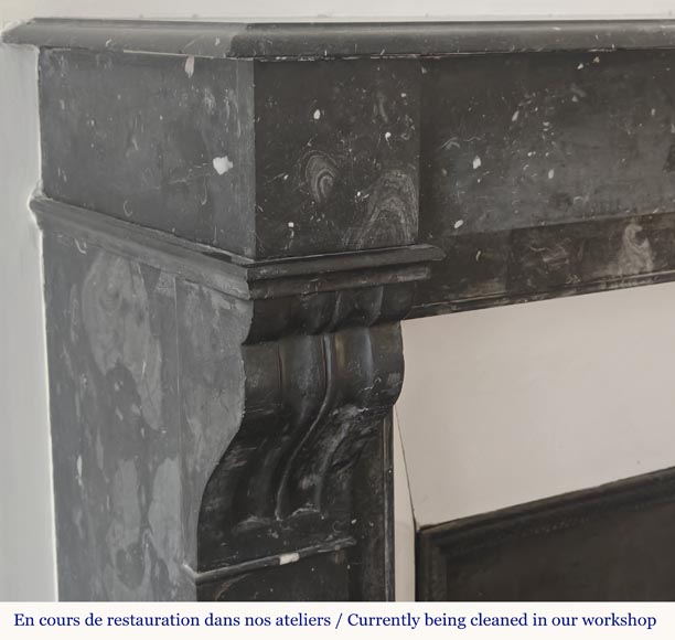 Napoleon III style fireplace, modillion model, in speckled black marble-3