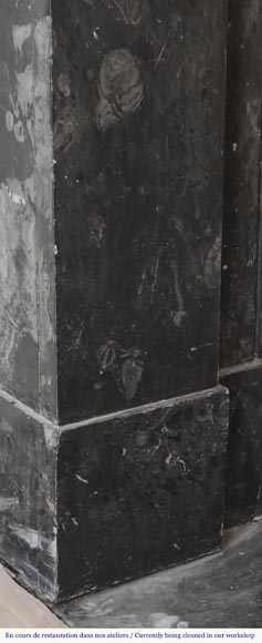 Napoleon III style fireplace, modillion model, in speckled black marble-4