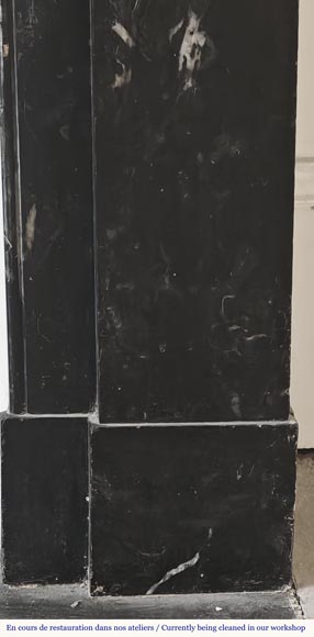 Napoleon III style fireplace, modillion model, in speckled black marble-7