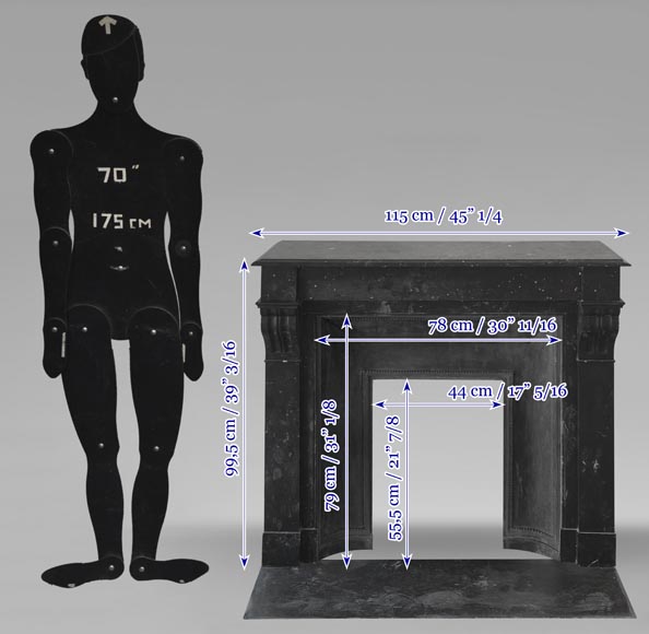 Napoleon III style fireplace, modillion model, in speckled black marble-10