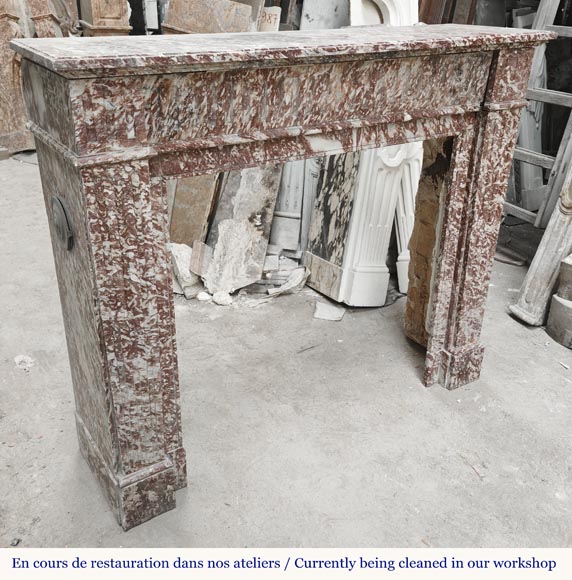 Louis XVI style fireplace decorated with fluting in pink marble-2