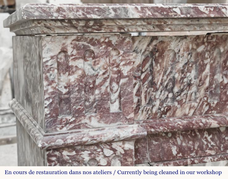 Louis XVI style fireplace decorated with fluting in pink marble-3