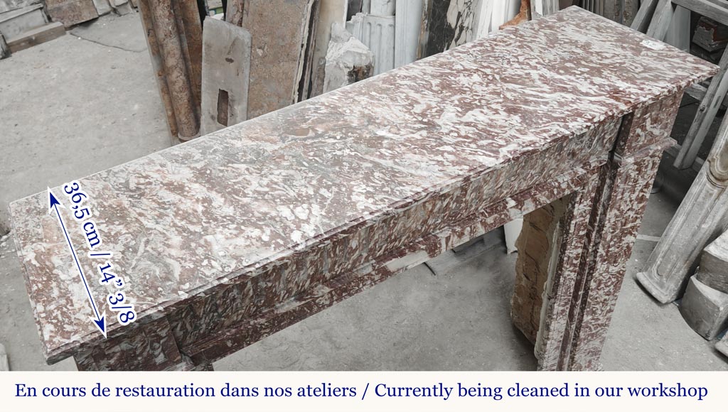 Louis XVI style fireplace decorated with fluting in pink marble-8