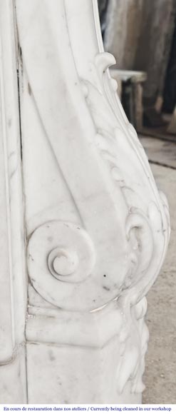 Highly sculpted Louis XV style fireplace in Carrara marble-13