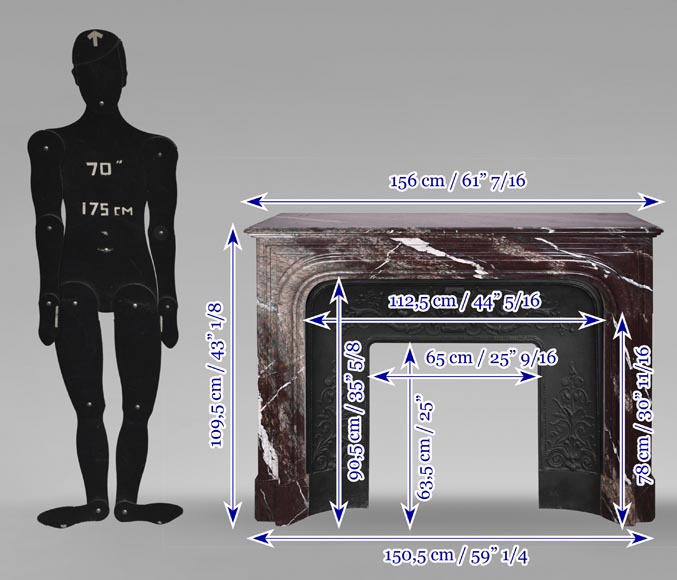 Louis XIV style fireplace in Campan Rubané marble-9