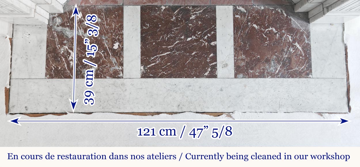 Louis XVI style fireplace with molded decoration, in Carrara marble-8