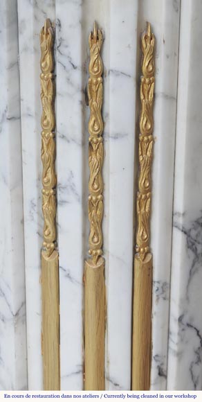 Louis XVI style fireplace in Arabescato marble, with bronze decoration-4