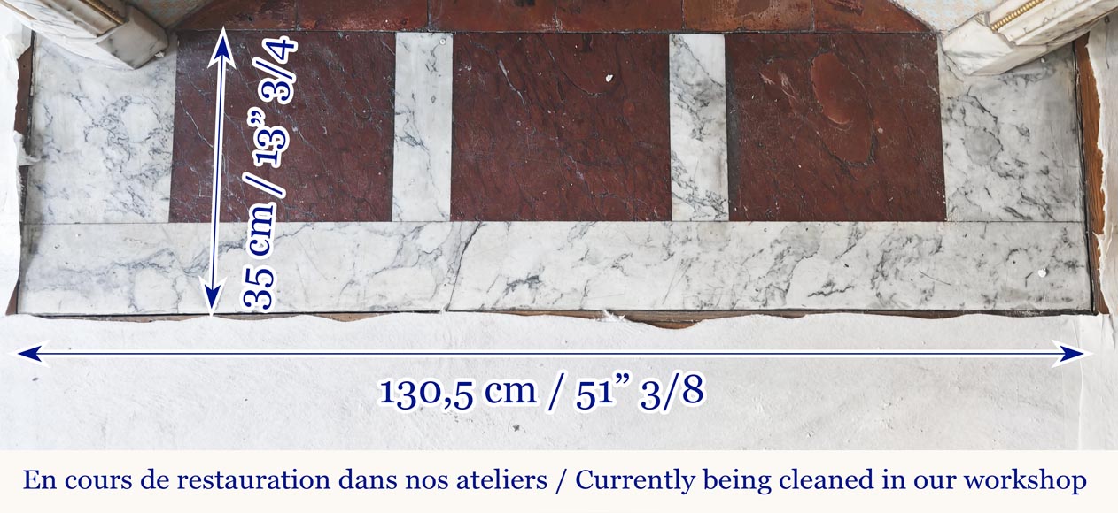 Louis XVI style fireplace in Arabescato marble, with bronze decoration-9