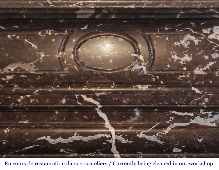 Louis XIV style fireplace with acroterion, in Northern Red marble-1