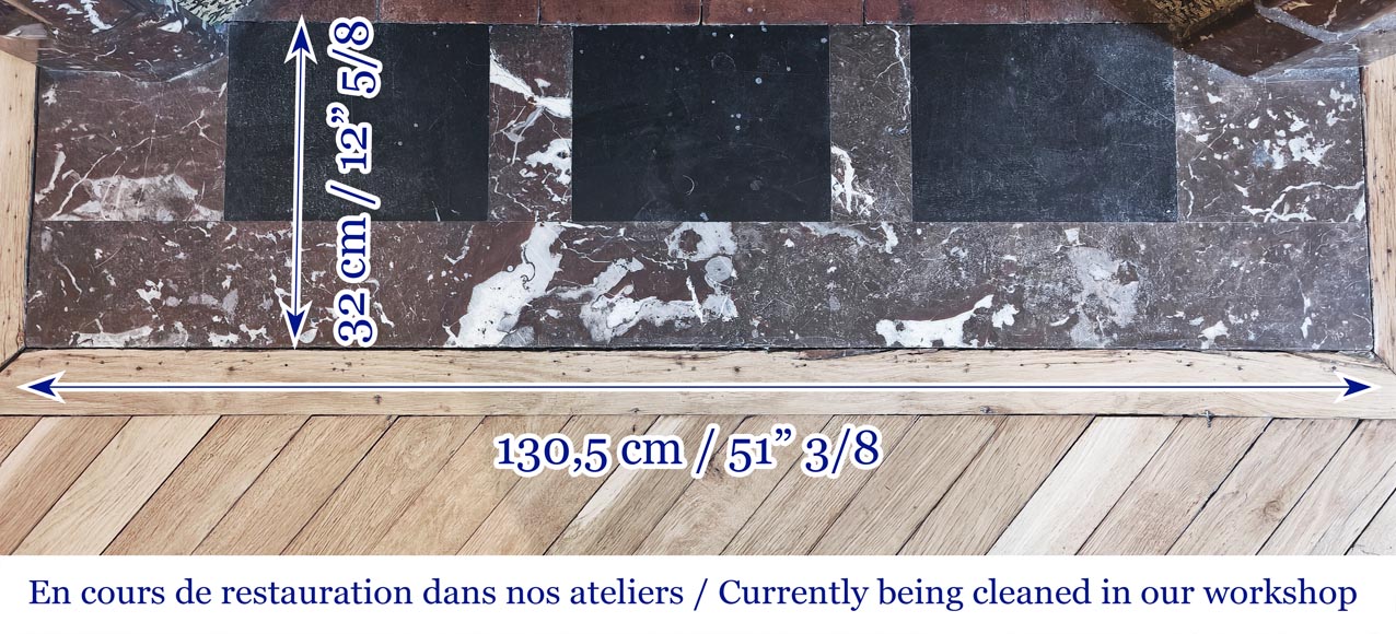 Louis XIV style fireplace with acroterion, in Northern Red marble-8