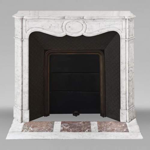 Louis XV style Pompadour model fireplace in Carrara marble