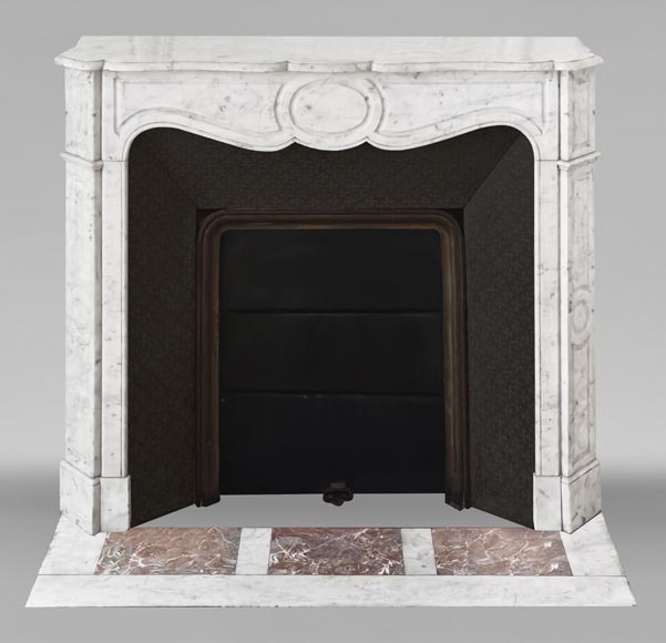 Louis XV style Pompadour model fireplace in Carrara marble-0