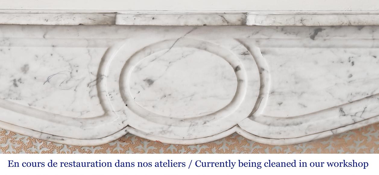 Louis XV style Pompadour model fireplace in Carrara marble-1