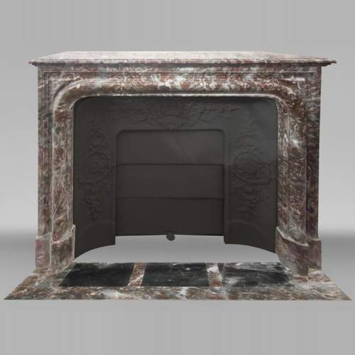 Louis XIV style fireplace with molding, in Royal Red marble
