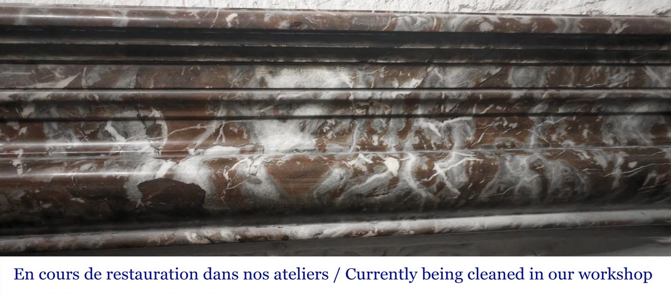 Louis XIV style fireplace with molding, in Royal Red marble-1