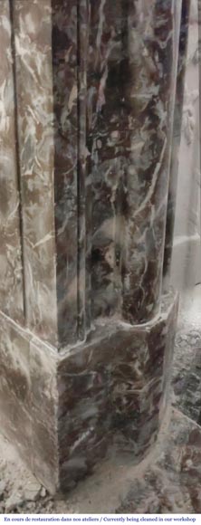 Louis XIV style fireplace with molding, in Royal Red marble-4