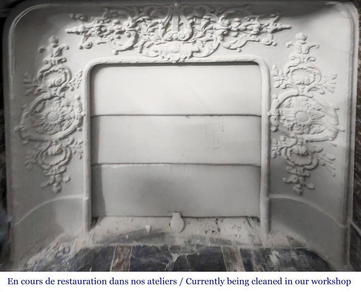 Louis XIV style fireplace with molding, in Royal Red marble-9