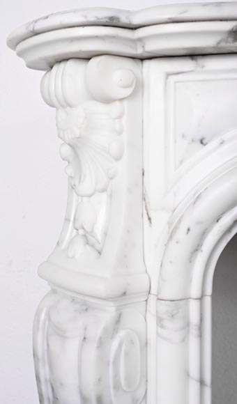 Louis XV style fireplace in Arabescato marble, decorated with an asymmetrical palmette-7