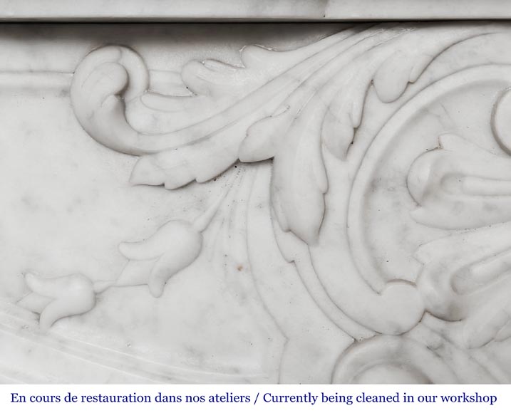 Louis XV style shell-shaped fireplace, in Carrara marble-3