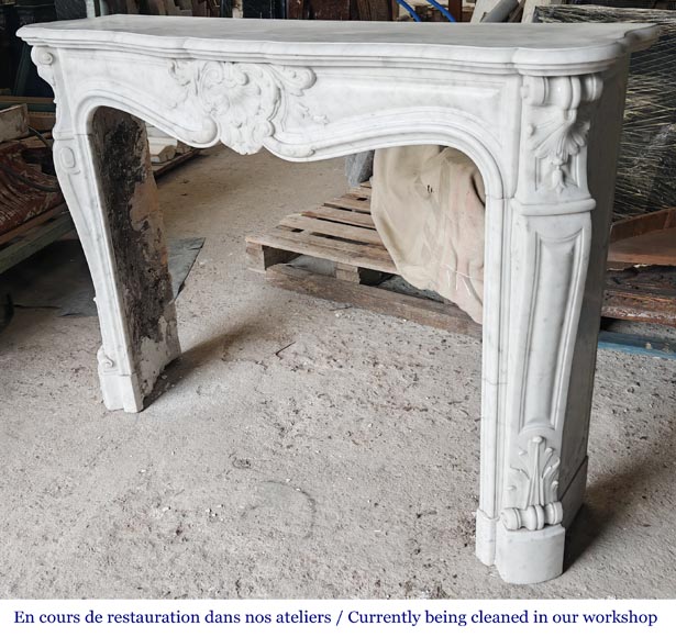 Louis XV style shell-shaped fireplace, in Carrara marble-7