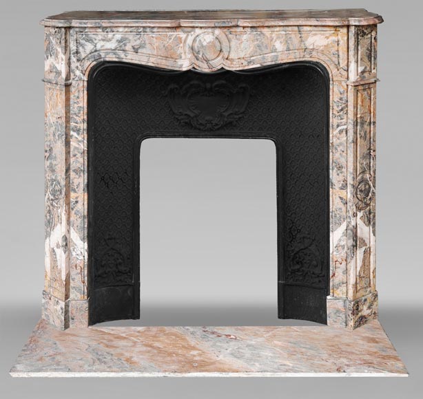 Louis XV style Pompadour model fireplace in Enjugerais marble-0