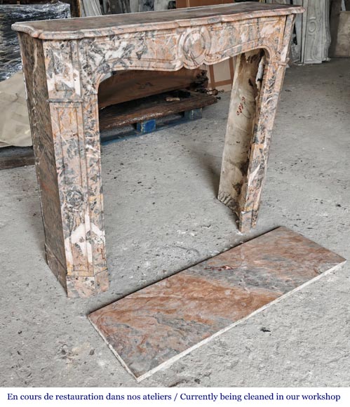Louis XV style Pompadour model fireplace in Enjugerais marble-2