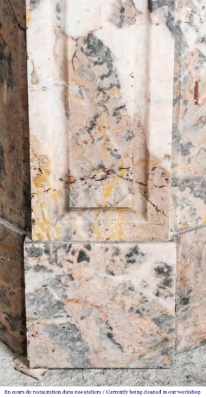 Louis XV style Pompadour model fireplace in Enjugerais marble-4