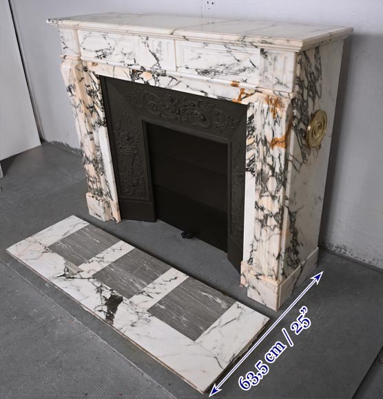 Louis XVI style fluted fireplace, in Paonazzo marble-7
