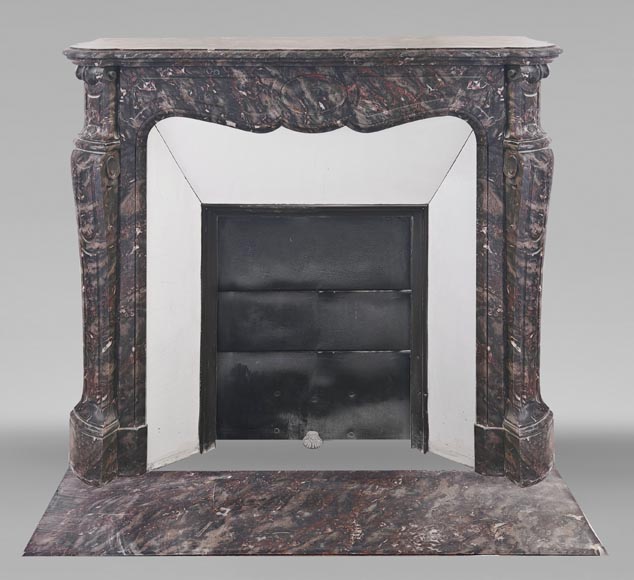 Louis XV style Pompadour model fireplace, in Bois Jourdan marble Louis XV style Pompadour model fireplace, in Bois Jourdan marble-0
