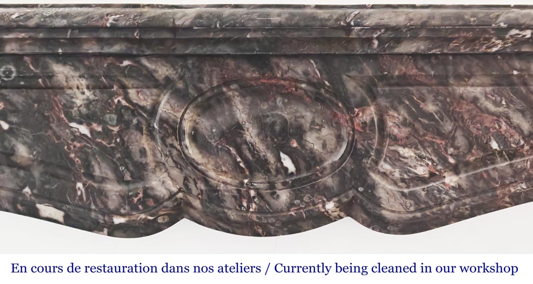 Louis XV style Pompadour model fireplace, in Bois Jourdan marble Louis XV style Pompadour model fireplace, in Bois Jourdan marble-1