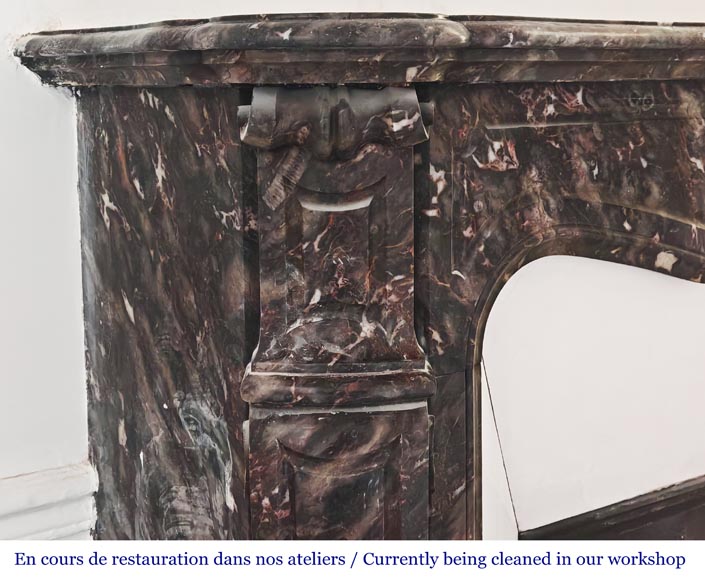 Louis XV style Pompadour model fireplace, in Bois Jourdan marble Louis XV style Pompadour model fireplace, in Bois Jourdan marble-3