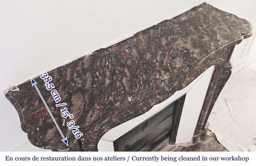 Louis XV style Pompadour model fireplace, in Bois Jourdan marble Louis XV style Pompadour model fireplace, in Bois Jourdan marble-9