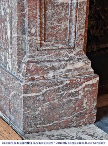 Large Regency-style fireplace in Royal Red marble-4