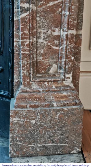 Large Regency-style fireplace in Royal Red marble-7