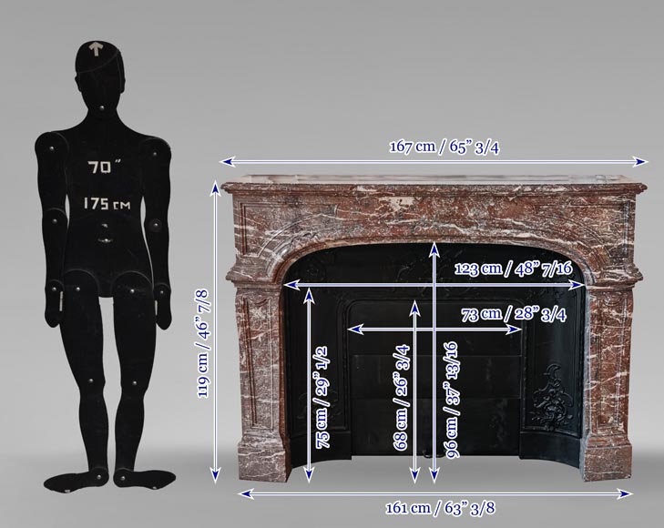 Large Regency-style fireplace in Royal Red marble-11