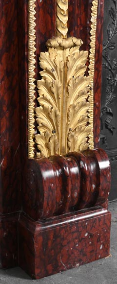 Louis XVI style fireplace in griotte red marble with gilt bronze decoration Louis XVI style fireplace in griotte red marble with gilt bronze decoration-7
